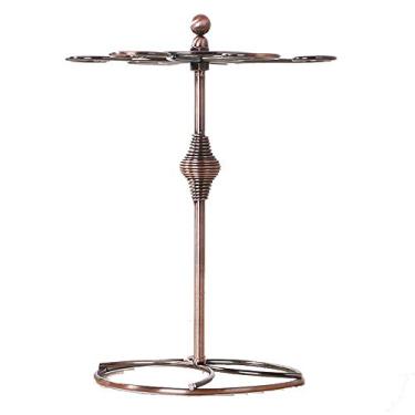 Imagem de Suporte para copos de vinho de ferro cromado prateado com 6 ganchos para copos de vinho compatível com rack de vidro de vinho doméstico (Cor: Bronze Tamanho: 31 18,5 cm)