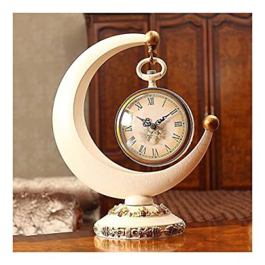 Imagem de Relógio de mesa estilo europeu para sala de estar moderno criativo relógio de mesa decoração ornamento prateleira relógio de cornija