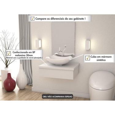 Imagem de Conjunto Para Banheiro Gabinete Com Cuba Abaulada L42 600w Metrópole Compace Branco Chess