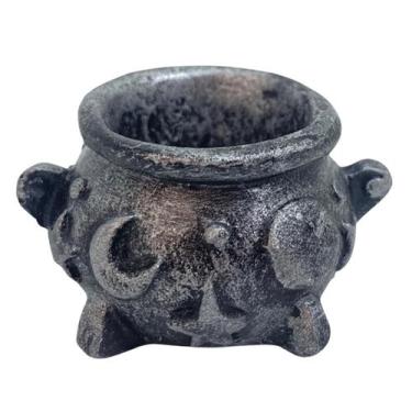 Imagem de Incensário Caldeirão Da Bruxa Prata 2 Cm Em Resina - Lua Mística - 100