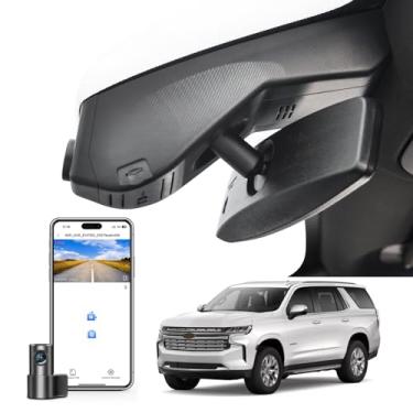 Imagem de Mangoal Câmera frontal 4K e traseira 1080p Dash Cam ajuste personalizado para 12ª geração Suburban/5ª geração Tahoe 2021-2022, visual OEM integrado, vídeo UHD 2160P, WiFi e aplicativo, G-Sensor,