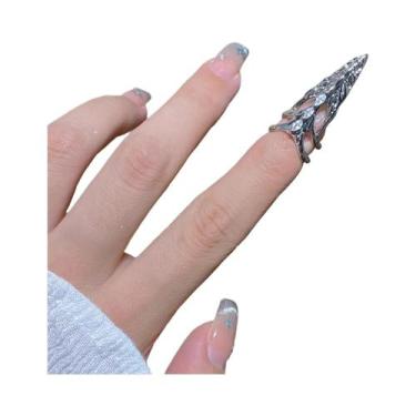 Imagem de Anel De Unha Multicamadas Estilo Gótico Punk Com Design De Osso, Joia 