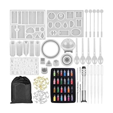 Imagem de Conjunto de Moldes Silicone para Fundição DIY com 111 Peças Fabricação Bijuterias Kits Arte Acessórios Pingentes Orelhas Epóxi Cristal Adultos e Iniciantes Várias Formas Reutilizáveis Fáceis Usar Exce