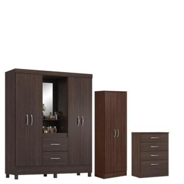 Imagem de Guarda Roupa Casal Capelinha Lord Com Multiuso Golden Com Comôda Astra