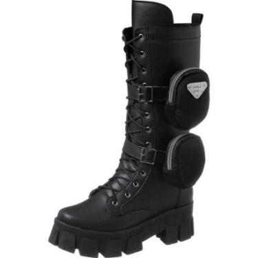 Imagem de Bota feminina Coturno Cano Curto Tratorado Tendência Inverno-Feminino