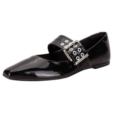 Imagem de Sapatilha feminina flat moleca 5821103, Verniz, Preto, 38