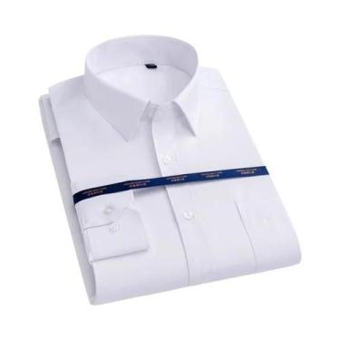 Imagem de Camisa Social Masculina 6XL 7XL De Manga Longa Antirrugas Branca Azul 