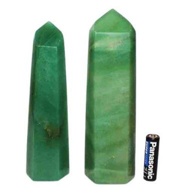 Imagem de Ponta Quartzo Verde Pedra Natural Sextavado 17 a 18cm Tipo B - Cristai