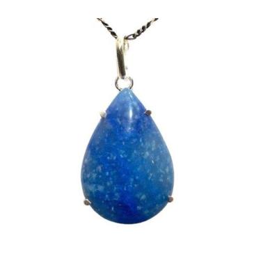 Imagem de Colar Gota Lisa Pedra Quartzo Azul Natural Prata 950 Garra - Cristaisd