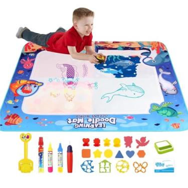 Imagem de Tapete para colorir com água, Tapete para desenhar com água - Tapete de pintura criativa com água,Tapete grande para rabiscar desenhos, tapete educacional para colorir para crianças