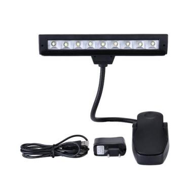 Imagem de Luminária Grande P/estante De Partitura c/10 Leds,cabo,fonte,presilha 