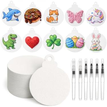 Imagem de Marspark Kit de 40 peças de papel de pintura de textura de espuma 3D com 6 canetas pincel de água, esponja de lona para desenho, esponja, faça-você-mesmo, canetas de desenho de bolhas, materiais de