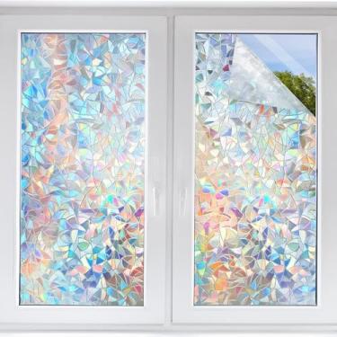 Imagem de Película de privacidade para janela com aderência estática crescente fosco 30 x 199 cm, sem cola, capa de vidro não adesiva removível para portas de banheiro, varanda, escritório