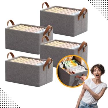 Imagem de Cesto Organizador Dobrável 25L com Alça – Caixa Multiuso para Guarda-Roupa, Gavetas, Armários, Lavanderia e Armazenamento de Brinquedos em Plástico Durável. (4)