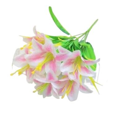 Imagem de Enfeites Decorativos com Lírios Artificiais para Casa, Flores Decorativas para Mesa, Restaurantes e Ambientes Internos(Rosa)