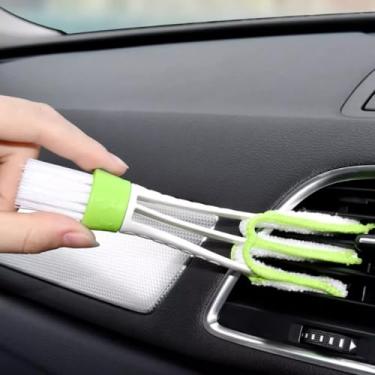 Imagem de Limpador de ventilação de carro escova removível com braços de limpeza retráteis, limpador de ventilação automático manual para aberturas de painel, grades AC, verde