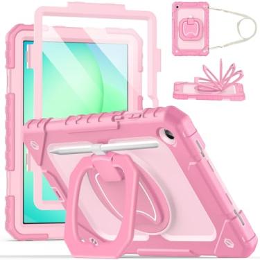 Imagem de Cantis Capa para Samsung Galaxy Tab A11 Plus 11 polegadas 2026 (SM-X230/X236/X238), capa à prova de choque para Tab A11+ com protetor de tela/suporte giratório/suporte para caneta/alça de ombro, rosa