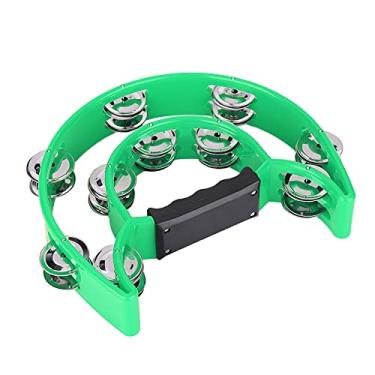 Imagem de Naroote Instrumento Musical de Percussão de Campainha de Jingles de Fileira Dupla para Crianças e Adultos, Pandeiro Ecológico para Entusiastas de Música, Plástico + Metal, 8,9 * 8,1 * 1, pol.,