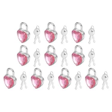Imagem de PATIKIL 10 cadeados de diário, pequeno cadeado de metal em forma de coração, mini cadeados com chave com 2 chaves para diário, mala, caixa de joias, mochila, mala, rosa médio