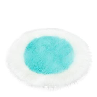 Imagem de Tapete redondo em forma de coração para sala de estar, tapetes fofos, tapetes decorativos para quarto (azul claro, P)