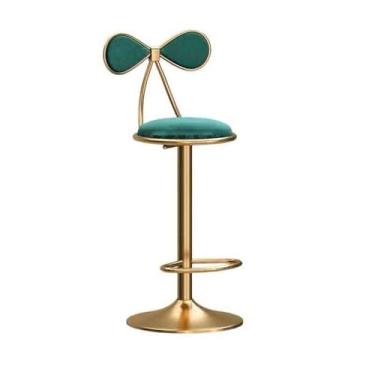 Imagem de Banqueta de bar giratória multiuso cadeira de jantar ilha doméstica simples moderna cadeira de recepção bancos altos modernos (verde)