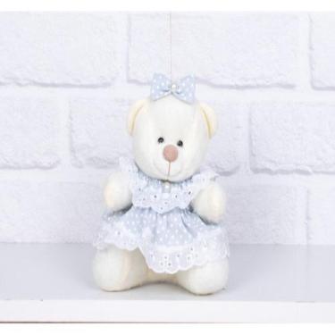 Imagem de URSO TEDDE 12cm VESTIDO POÁ CINZA - CKD CONFECCOES, Pelucia palha