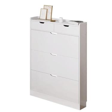 Imagem de KEG801302 Armário de sapatos moderno ultrafino flip bucket uso doméstico unidade pequena entrada grande capacidade organizador rack de armazenamento