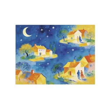 Imagem de Impressões em tela de arte de parede de surrealismo - pintura de decoração de paisagem de casa amarela - imagens para sala de estar 30 x 40 cm 12 x 16 polegadas sem moldura