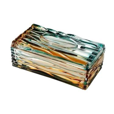 Imagem de Capa de caixa de lenços de papel de vidro de luxo leve moderna para casa sala de estar guardanapo decorativo dispensador facial de mesa