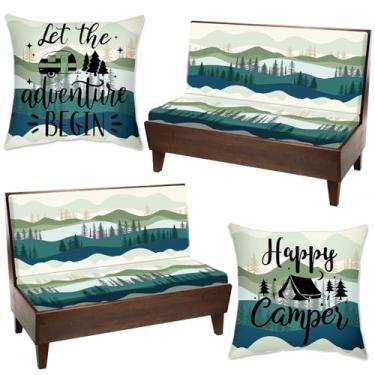 Imagem de 6 capas de almofada para trailer, capa de almofada elástica para sofá, capa de substituição, lavável, para banco de carro, inclui 2 fronhas, 2 encostos e 2 capas de banco (Forest Mountain)