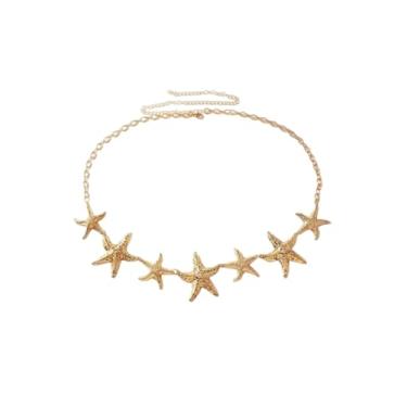 Imagem de SHENHE Cinto feminino estrela-do-mar corrente de metal para praia e barriga, One-Size, Liga metálica, Sem Pedra Preciosa