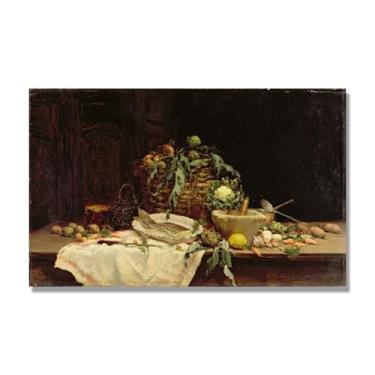 Imagem de NHLDZYH Vintage Fruta Ainda Natureza Tela Retro Frutas Motivo Estilo Country Decoração de Parede para Cozinha e Sala de Jantar. C41. 40 x 64 cm. Apenas Tela