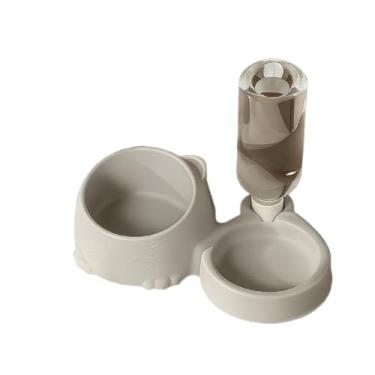 Imagem de Comedouro Duplo Anti Formiga para Cães e Gatos, Bebedouro Automático Pet com Suporte para Garrafa, Tigela Antiderrapante BPA Free(Cinza Concreto)