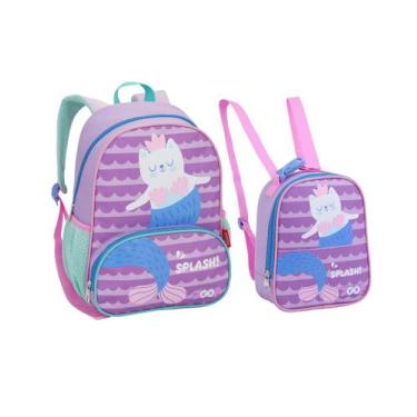 Imagem de Conjunto Mochila Infantil Seanite Zoop 13' Lancheira, Sereia Gatinha