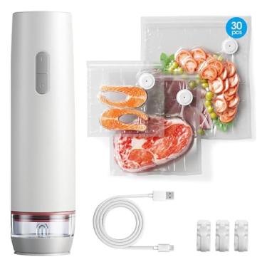 Imagem de Luocute Seladora a Vácuo Portátil, Sucção Forte de 60kPa, Vedação Automática de 5 Segundos Com Caixa de água Removível Transparente para Frescor de Alimentos, Cozinha Doméstica, Viagem,