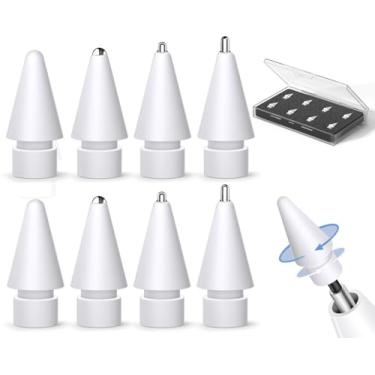 Imagem de Inesore Pacote com 8 acessórios de substituição para pontas de lápis Apple, compatível com Apple Pencil Pro/2ª geração/1ª geração/USB C, ponta de iPencil para iPad Pro/Air/Mini, para escrita de