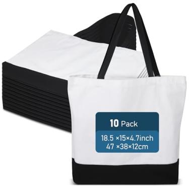 Imagem de WeStar Sacolas de sublimação – Pacote com 10 sacolas grandes de lona em branco para prensa térmica, HTV, DTF, impressão de pequenas empresas e pedidos personalizados (47 x 38 x 12 cm)