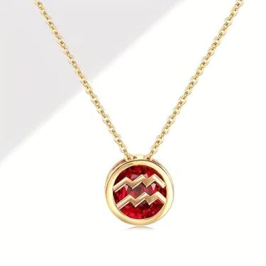 Imagem de Colar banhado a ouro com pedra do zodíaco com abertura dupla face, pingente de signo do horóscopo para presentes femininos, One Size, Latão banhado a ouro, Sem Pedra Preciosa