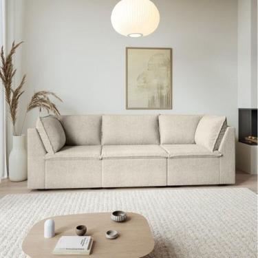 Imagem de Sofá Modular 2 Módulos Canto 1 Módulo Central Zen CabeCasa MadeiraOrig