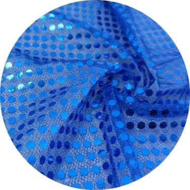 Imagem de Tecido Paete Fantasia 1 x 1,10mts Cor:Azul Royal - Tecidos SG, Azul Ro
