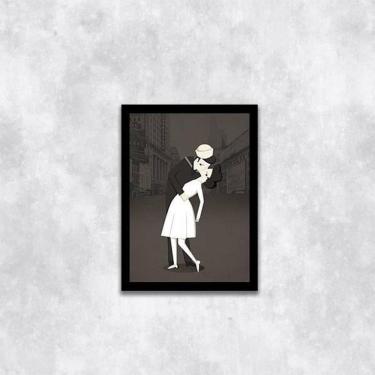 Imagem de Quadro Figurativo Beijo Segunda Guerra 24X18Cm