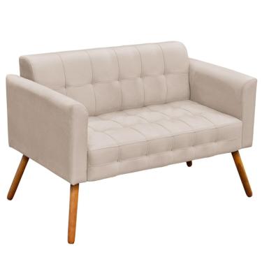 Imagem de Poltrona Namoradeira Decorativa Pés Palito Karen Suede Bege - Gran Belo