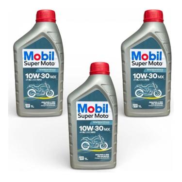 Imagem de Óleo Mobil Moto 10W30 Semi Sintético 4 Tempos Com 3 Unidades
