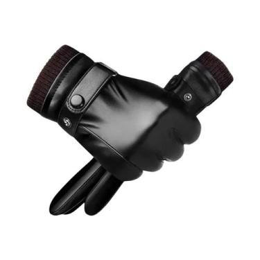 Imagem de Luvas De Couro PU Pretas Para Homens, Finas, Antiderrapantes, Com Tela