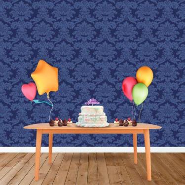 Imagem de Painel Retangular em Jacquard Azul Marinho Medalhão - Jacquard Tradici