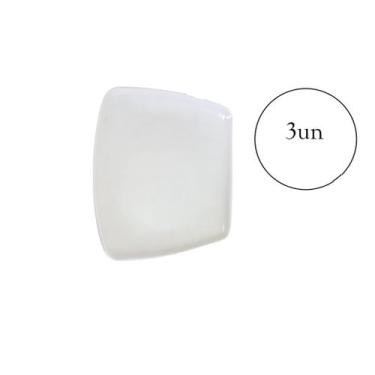 Imagem de Prato Plástico Melamina Quadrado Branco 21Cm- Kit 3Un - Arcolor