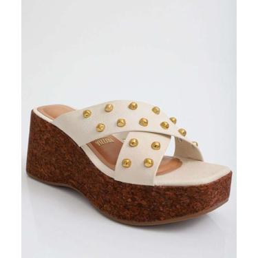 Imagem de Tamanco Feminino Plataforma Tachas Vizzano-11224, Branco, 36
