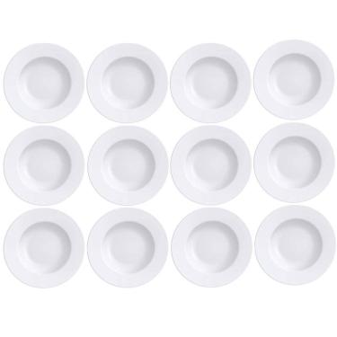 Imagem de Kit 12 Pratos Rasos de Porcelana Branca 28cm Maria Augusta Jogo de Jantar Tramontina