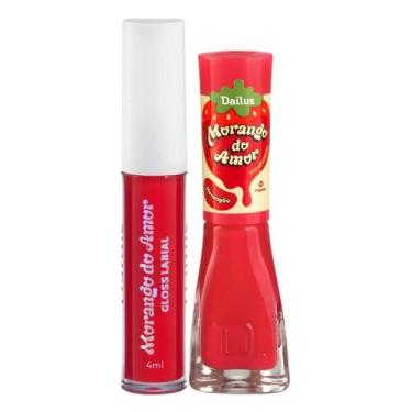 Imagem de Kit Dailus Morango Do Amor Morangão: Gloss Labial 4ml e Esmalte Cremos