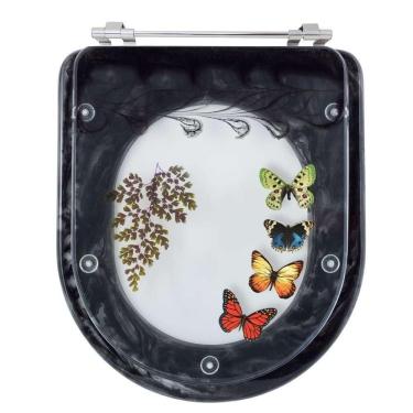 Imagem de Acento Sanitário Poliéster Decorada Borboleta Calypso Preto para louça Incepa